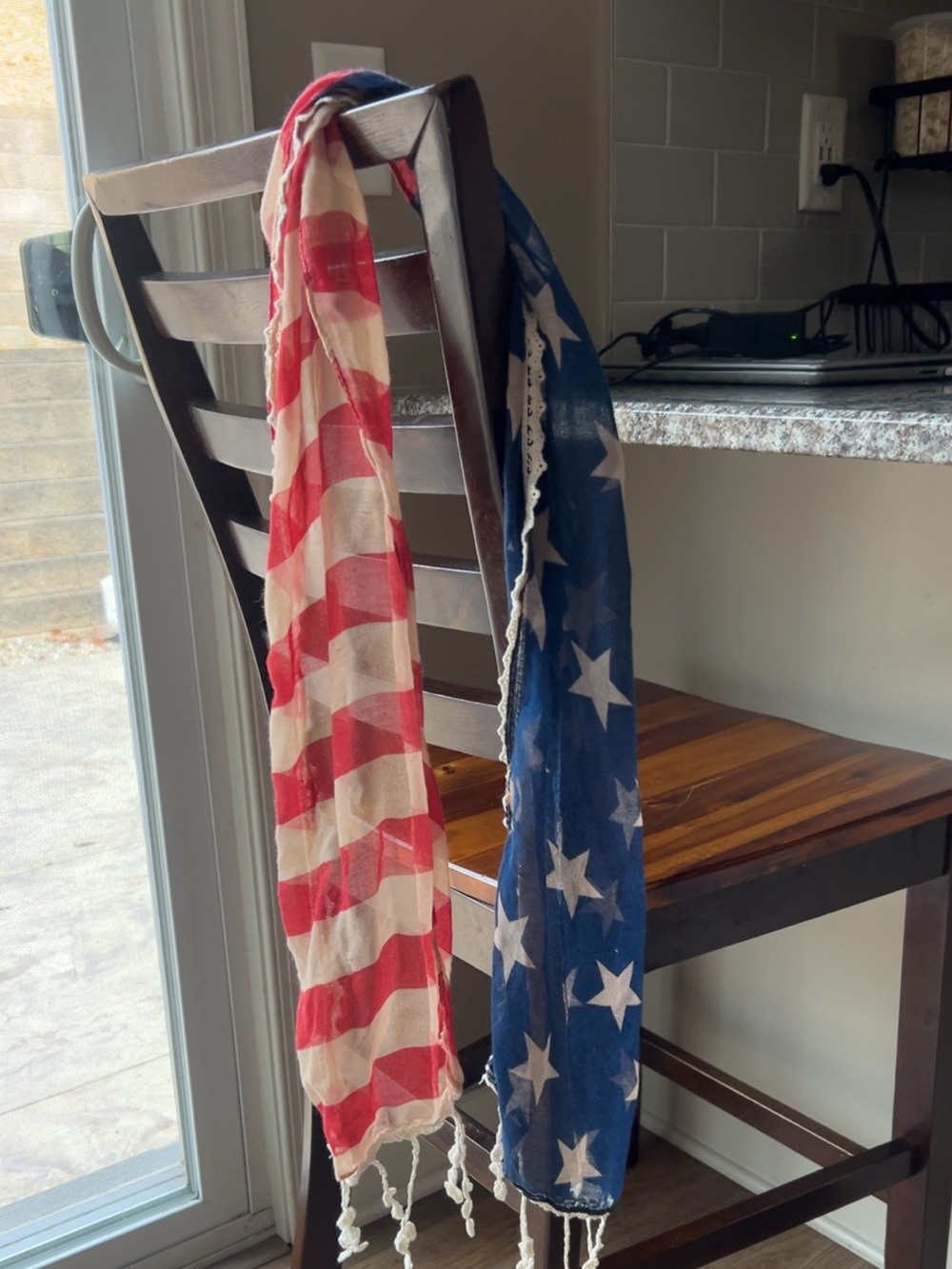 American Flag Pattern Red & Blue Decorative Scarf